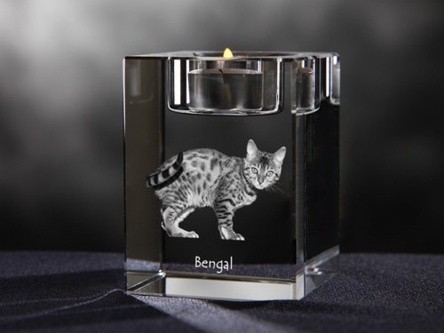 Bengal, Kristall-Kerzenleuchter mit Katze, Crystal Animals AT - Bild 2 von 3