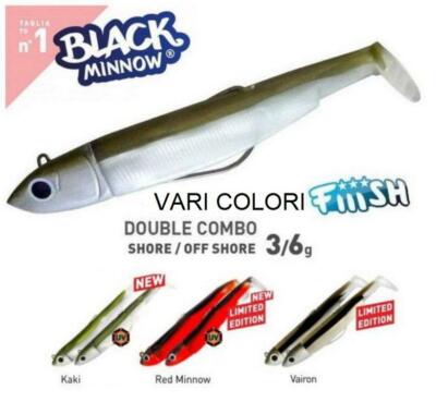 Fiiish Schwarz Minnow Doppelt Combo 70 N 1 Silikon Künstlich Seeforelle Meer Esc
