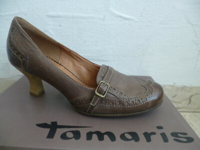 Tamaris Pumps Slipper Ballerina Ballerinas Schuhe braun Leder NEU