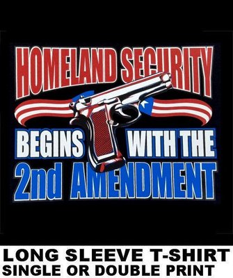 AMERICAN HOMELAND SECURITY 2ND AMENDMENT RIGHT TO CARRY FIREARMS GUNS T-SHIRT XT