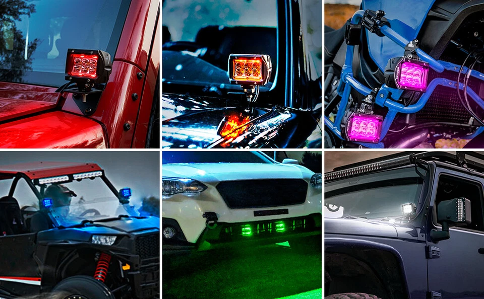 MICTUNING 2x 4" K1 RGBW Luces de Trabajo LED - 18W para Jeep/UTV Kit de Iluminación Todoterreno Foto 4 de 4