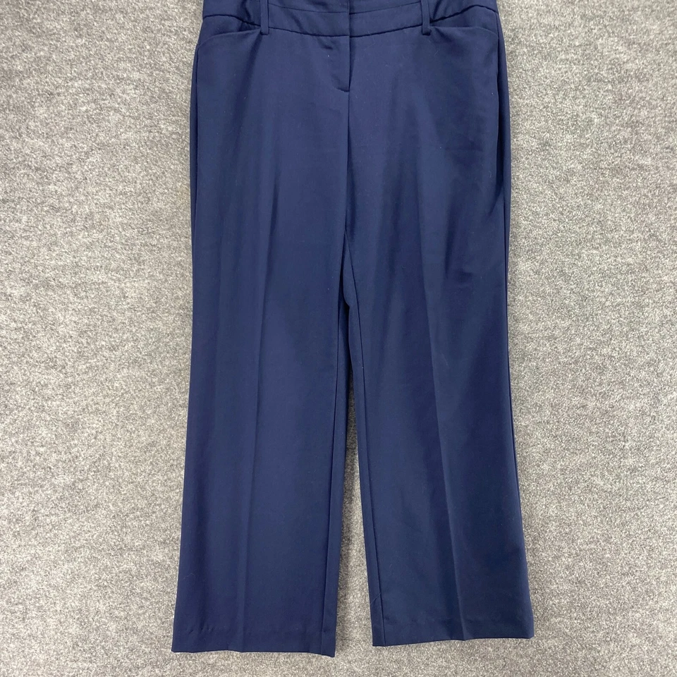 Pantalones de vestir Cato para mujer 12P azul pequeño tiro alto plisados bolsillos rectos de rayón Foto 4 de 4