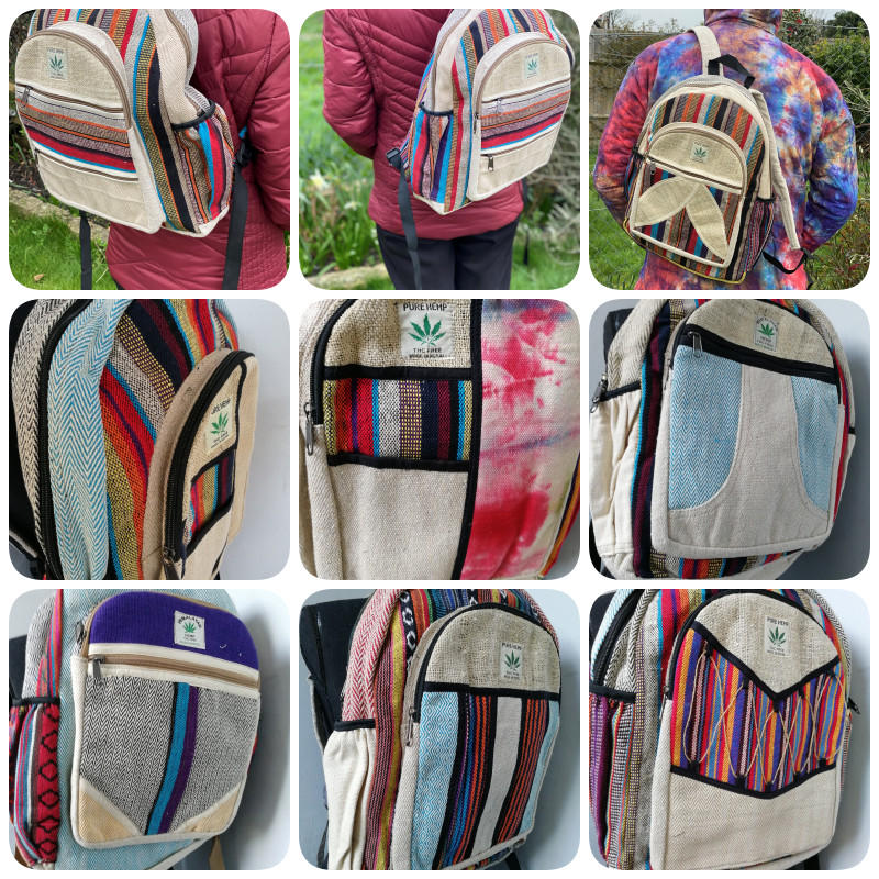 Mochila de cáñamo gheri hecha a mano EN NEPAL bolso mochilas hippies bolso escolar vegano