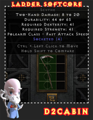 Diablo 2 SC Ladder 4 OS Scythe Base for Sorc Infinity PC/SWITCH/PS