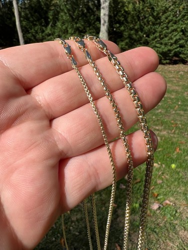 Real Solid 14k Yellow Gold Rounded Box Rolo Chain 1.5mm-3.5mm 16-24" Necklace - Picture 8 of 12