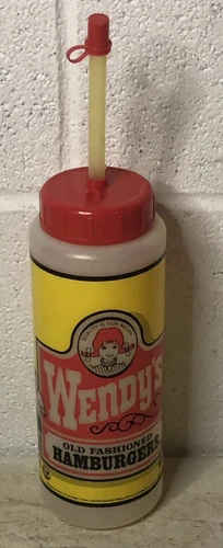 Vintage 1989 Wendy’s Coca Cola Sports Bottle Plastic Advertising Fast Food Soda