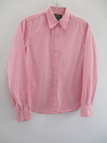 Lauren Ralph Lauren Women's Size P Petite Long Sleeve Pink Button Front Blouse - Picture 11 of 12