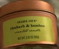 NEW TRADER JOE’S RHUBARB & BAMBOO SCENTED MINI CANDLE 2.82 OZ