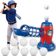 T Ball Set for Kids Toddlers, Electric Automatic Baseball Pitching Machine Pitc