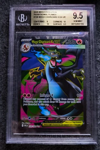 Beckett 9.5 - Mega Charizard X ex 109/094 Me02: Phantasmal Flames Holo