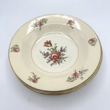 Homer Laughlin PRISCILLA Eggshell Nautilus Rimmed Soup Bowls Set of 4