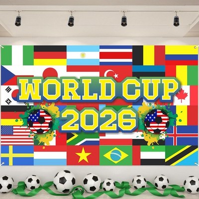 World Football Tournament Cup Celebration Backdrop 43x71 Inch 2026 Vibrant Socc