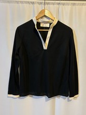 Vintage 70s St Michael black white contrast blouse top 18