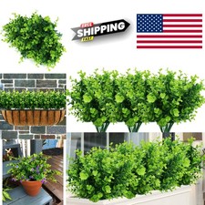Lifelike Faux Boxwood Plants 6 Count UV Resistant Greenery for Home Office