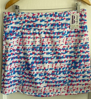 B SKINZ Size L Club Collection Bermuda Triangle Golf Skort Blue Pink New w Tags