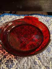 Vintage Anchor Hocking Royal Ruby Red Glass Punch Bowl Base Only