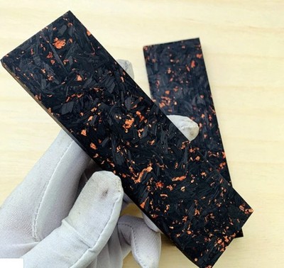 1 Piece Carbon Fiber Copper Powder Black Marbled Resin Knife Handle Blank Scale