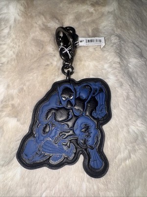 COACH Disney Marvel Black Panther Leather Bag Charm Key Chain Fob Limited 1860
