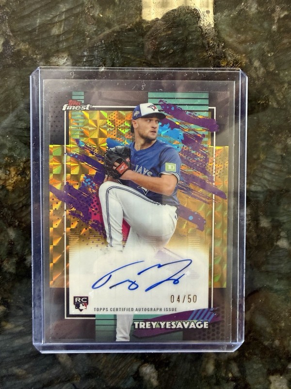 2026 Topps Finest Trey Yesavage Auto Gold Geometric Refractor #4/50 RC On Card