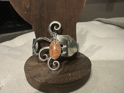 Vintage Artisan Silver Tone Fork Cuff Bracelet Signed Alpacca 