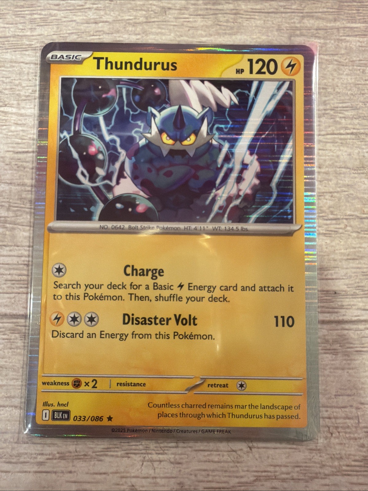 Thundurus 33/86 Rare Holo Black Bolt Scarlet & Violet Pokemon TCG