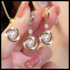 Pearl Jewelry - Necklace  Earrings Set - Bohemian Jewelry Gifts for Women