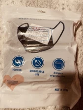 Disposable Face Masks 100 Pack, 3-Layer Protection, Black