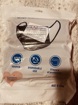 Disposable Face Masks 100 Pack, 3-Layer Protection, Black