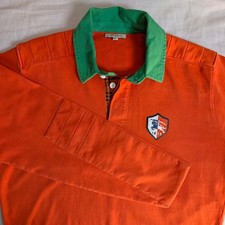 Vintage Burberry London Rugby Shirt Mens L Orange Green Patch Logo Blokecore