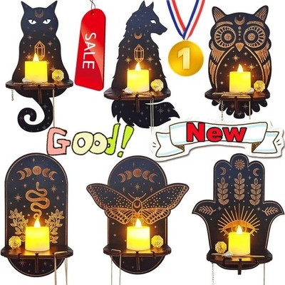 Gothic Crystal Display Shelf Wall Hanging Candlestick Holder Spiritual Home Deco