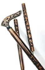 Hand Carved Derby Walking Stick Wooden Walking Cane for Grandfather ,Grandmother