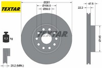 2X Bremsscheibe Textar 92093800 2 Bremsscheiben Vorderachse Vorne FüR Lancia