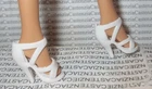 SHOES BARBIE DOLL MATTEL SUMMER IN ROME WHITE STRAPPY SANDALS FASHION ACCESSORY
