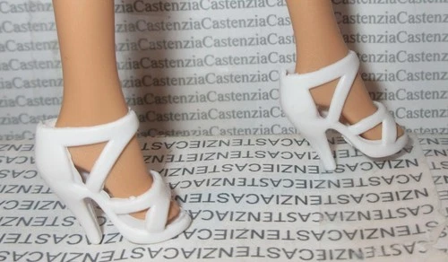 SHOES BARBIE DOLL MATTEL SUMMER IN ROME WHITE STRAPPY SANDALS FASHION ACCESSORY