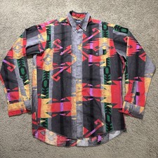Vintage Wrangler Cowboy Cut Shirt Mens L 16.5 Western Aztec Southwestern Print