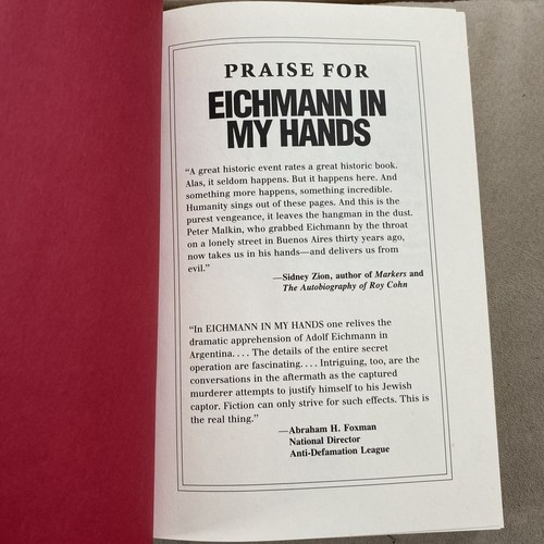Eichmann in My Hands by Harry Stein & Peter Z. Malkin c 1990 HC DJ (NJ00) - Imagen 6 de 9