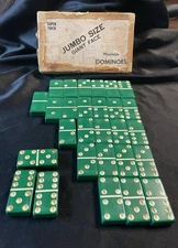 Vintage Green Puremco Dominoes Super Thick Jumbo Size GIANT FACE Marblelike