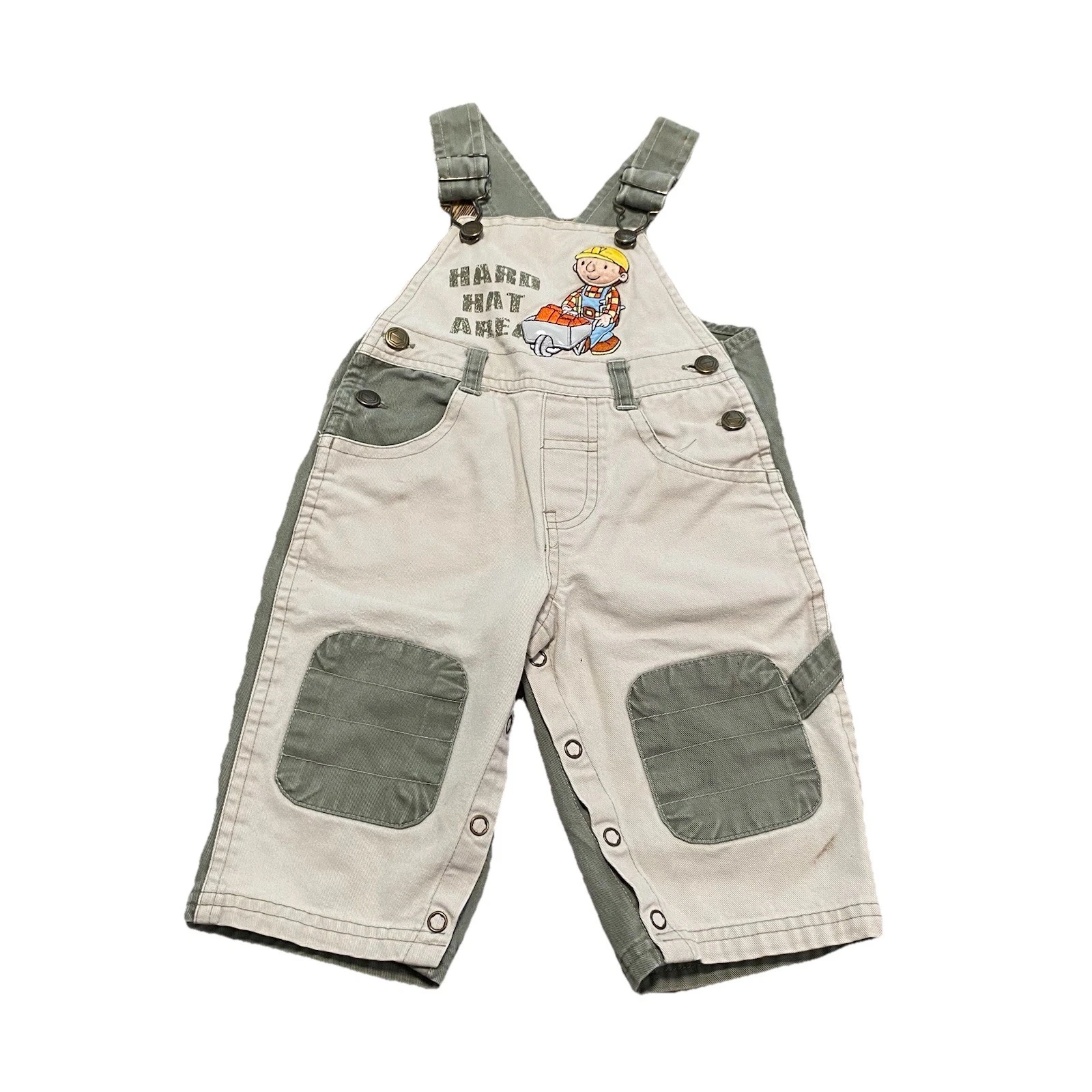 Vintage Bob The Builder Overalls Denim Corduroy Pinstripe Bibs Y2K 12 Months