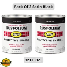 Rust-Oleum Stops Rust Brush-On Enamel Paint 2-Pack Satin Black Indoor/Outdoor