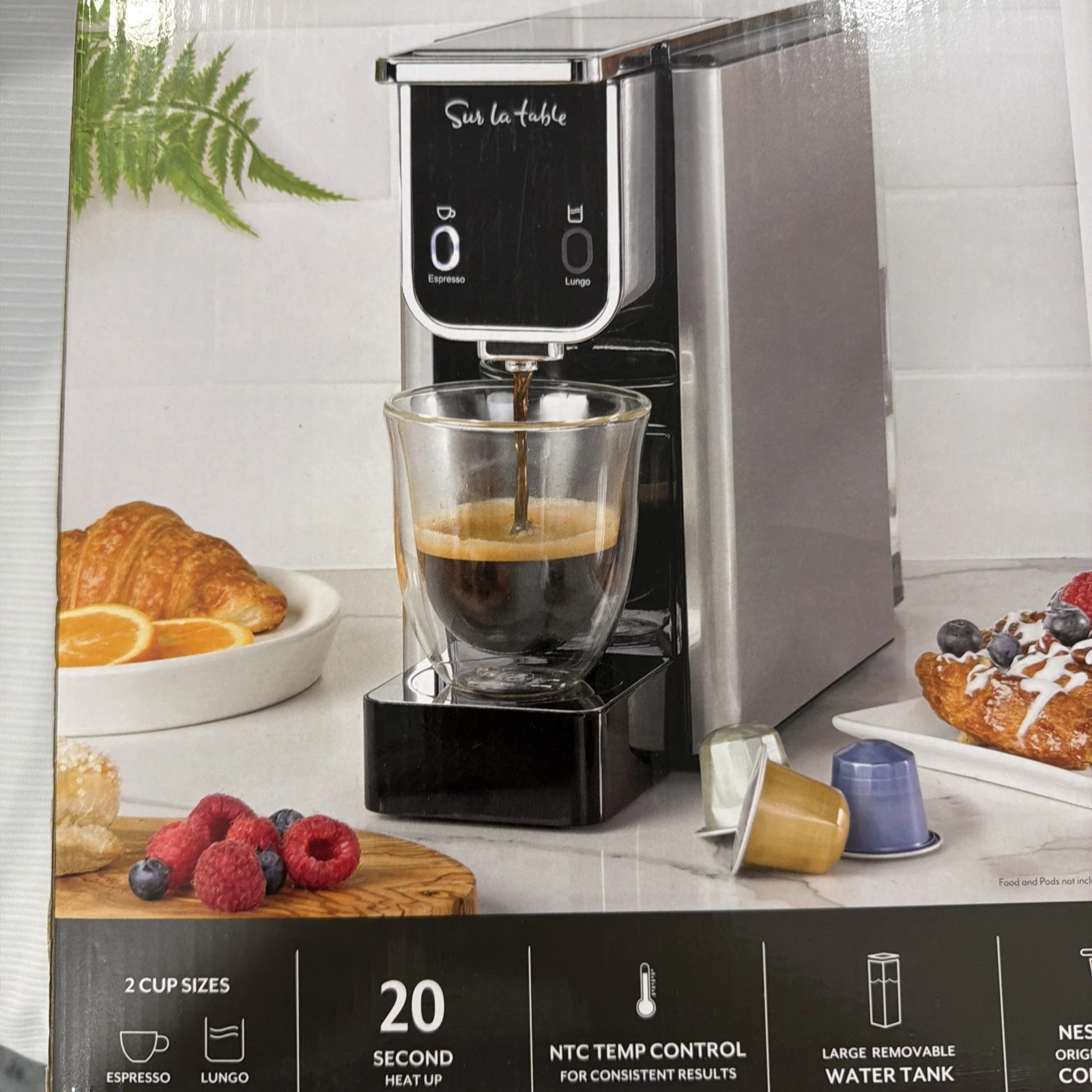 Sur La Table Capsule Espresso Maker SLT-4207 Nespresso Compatible LED Touchscree