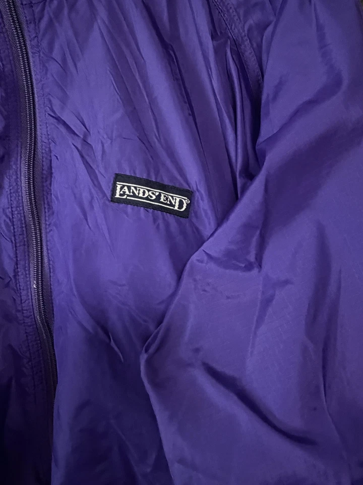 Vintage Lands' End Jacket Mens XL Purple The Squall Fleece Lined Made USA 90s - Image 2 of 4