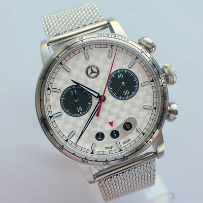 Mercedes Benz Classic Silver Arrow Car Accessory Swiss Made Chronograph Watch