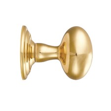 CARLISLE BRASS AQ34 SOLID OVAL DOOR DOOR KNOBS - POLISHED BRASS 62mm x 32mm