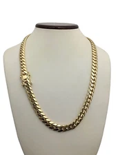 Real 14k Solid Yellow Gold 9mm Miami Cuban Link Chain Necklace 24" 112 Grams