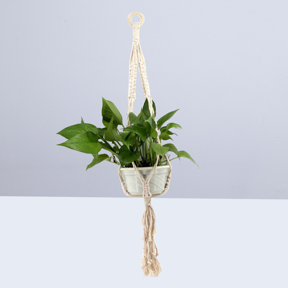 Makramee Pflanzenhänger Aus Baumwolle – 132 Cm Lang, Für Töpfe Bis 25 Cm, Mit Quaste