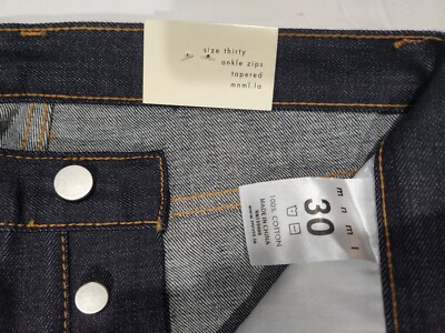 NWT MNML men's 30x35 M35 Denim Blue Dark Wash Ankle Zip Slim Denim