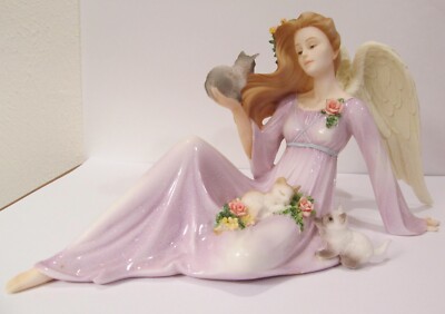 CloudWorks Lovies UNCONDITIONAL LOVE Angel & Cats Figurine w Certificate in box
