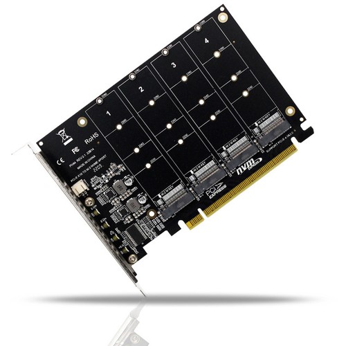 4-Port M.2 NVME SSD to PCIe 3.0 4.0 X16 Connector Expansion NEW Card 4 x 32Gbps - 第 12/22 張圖片