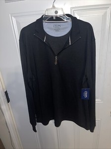 Chaps men's Camden quarter zip knit sweater blue NWT
