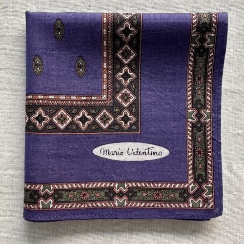 Vintage Handkerchief Purple Cotton Antique Polka Dot Pattern Pocket Square 18" - Picture 1 of 4